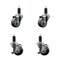 Service Caster 3'' Thermoplastic Rubber Wheel Swivel 1-1/4'' Expanding Stem Caster Set 2 Brakes, 4PK SCC-EX20S314-TPRB-2-TLB-2-114 - alternate 1